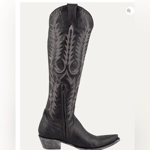 Old Gringo Black and Gray Embroidered Over the Knee Boots